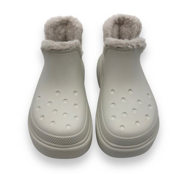 Crocs Stomp Lined Shorty Boot m8/w10 Unisex Faux Fur Ankle Lug Sole Linen NIB - Picture 1 of 12